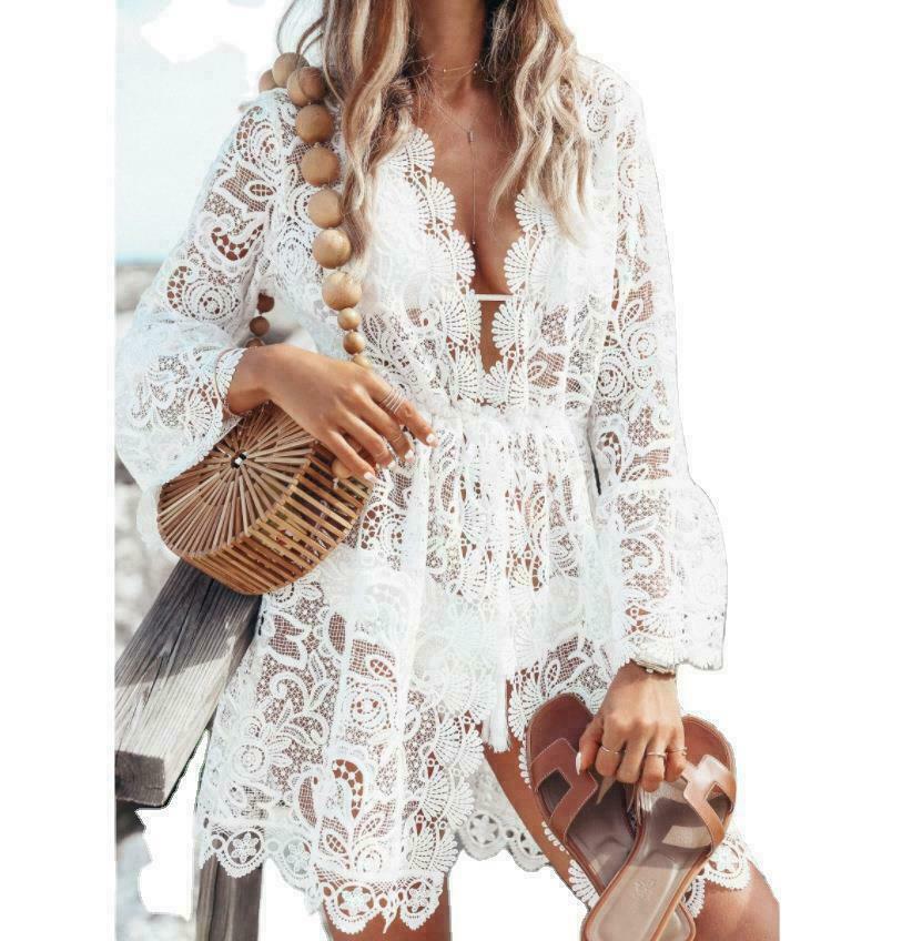 Crochet Lace Beach Cover-Up Dress
