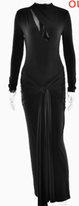 High-Slit Velvet Evening Maxi Dress