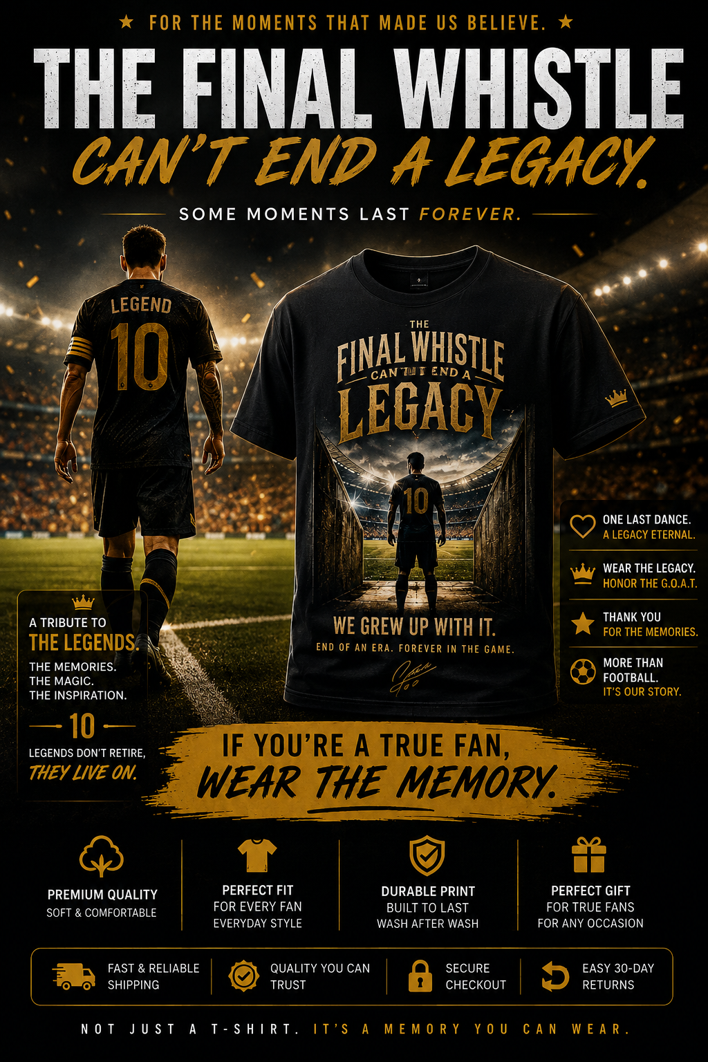 The Final Whistle Legacy – No. 10 Football Graphic Tee