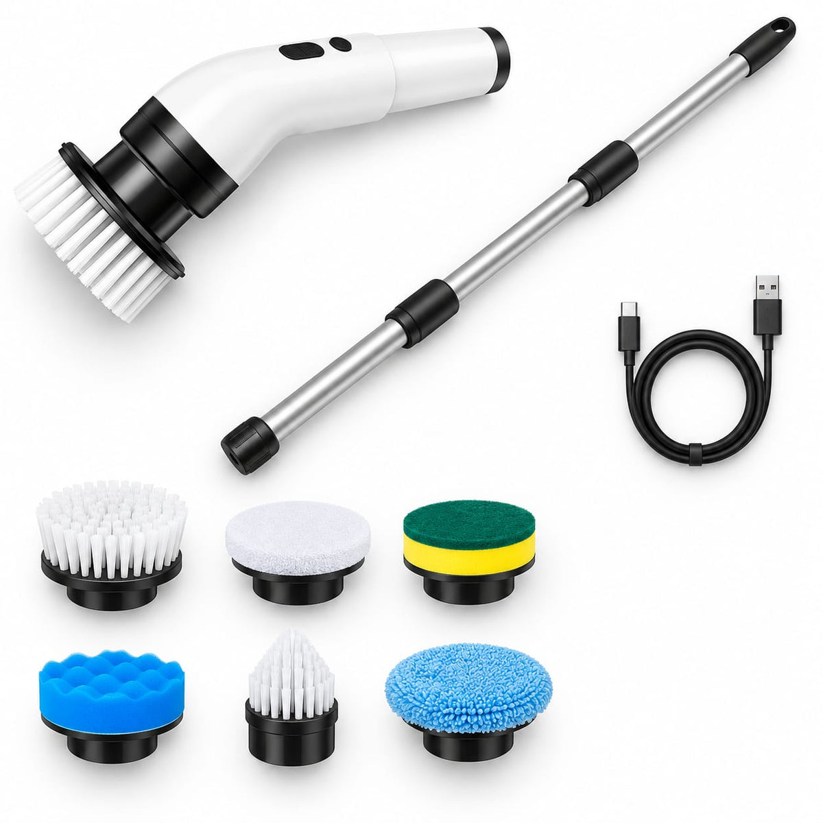 9-in-1 Cordless Electric Spin Scrubber with Extension Handle