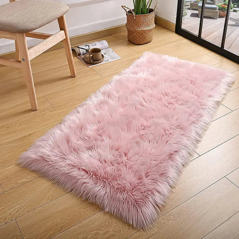 Plush Pink Shaggy Runner Rug – Soft Fluffy Area Rug