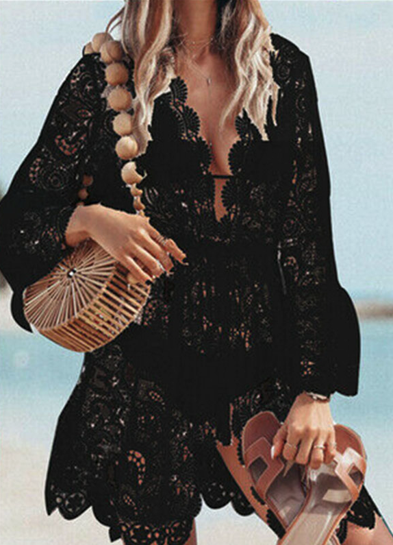 Crochet Lace Beach Cover-Up Dress